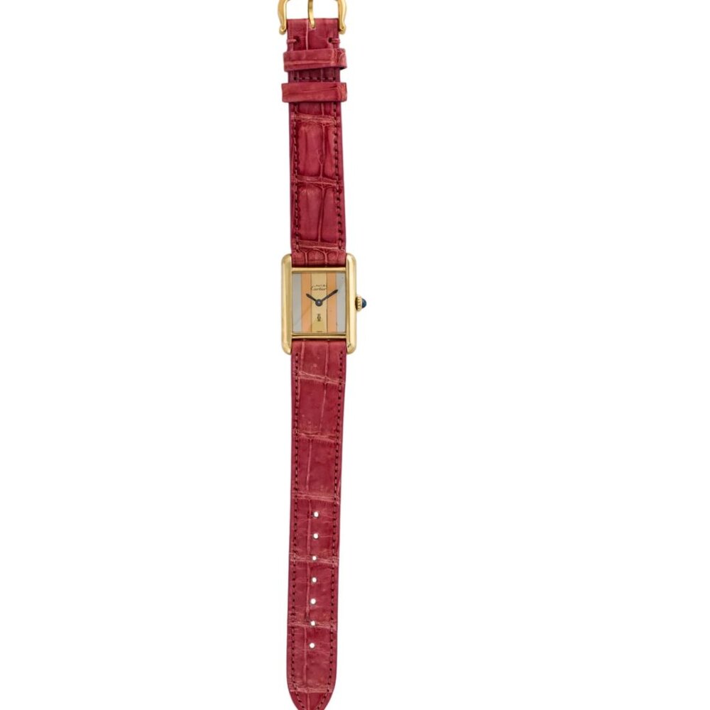Cartier Ladies 18K Gold Alligator Strap Watch
